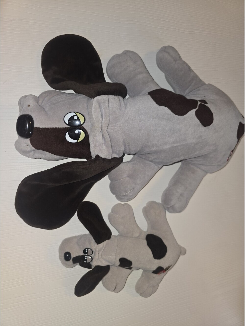 Vintage Tonka Pound Puppies Plush Lot Large & Small Gray Black Spotted Dogs 1985